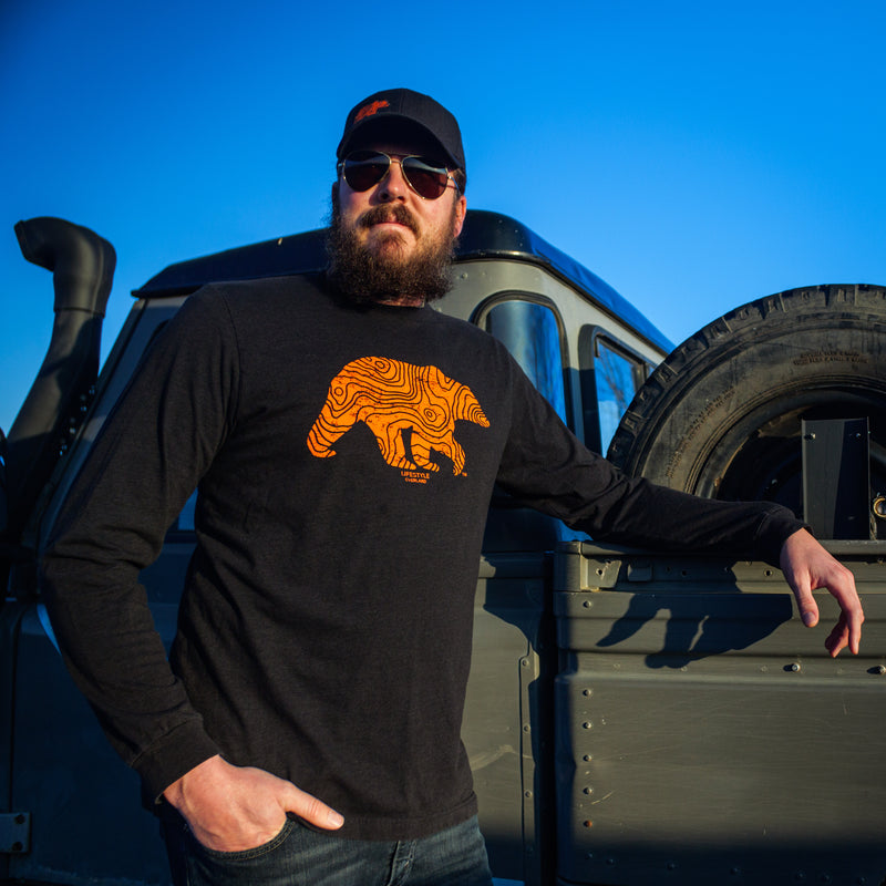 Load image into Gallery viewer, Lifestyle Overland Black Topo Bear Long Sleeve T-Shirt
