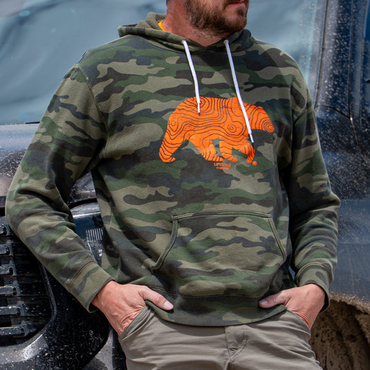 Lifestyle Overland Woodland Camo Topo Bear Hoodie (Unisex)