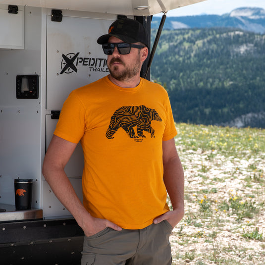 Lifestyle Overland Men's Orange Topo Bear T-Shirt