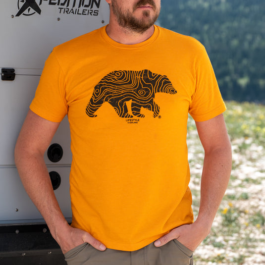 Lifestyle Overland Men's Orange Topo Bear T-Shirt