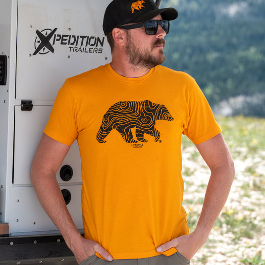 Lifestyle Overland Men's Orange Topo Bear T-Shirt
