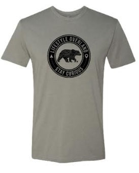 Lifestyle Overland Men's Stone Grey Stay Curious Topo Bear T-Shirt