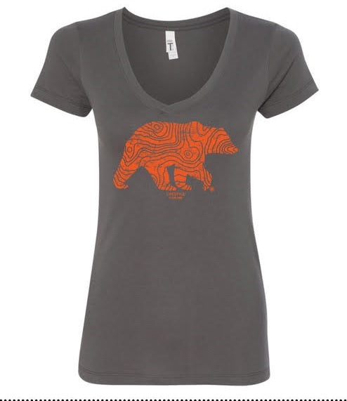 Lifestyle Overland Women's Topo Bear T-Shirt with Orange Topo Bear