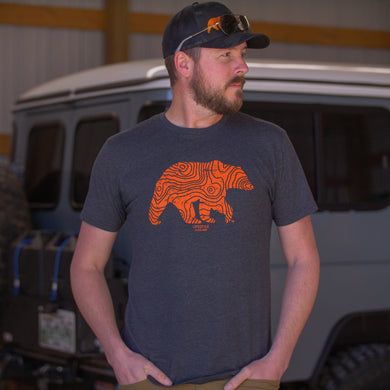 Lifestyle Overland Men's Charcoal Topo Bear T-Shirt