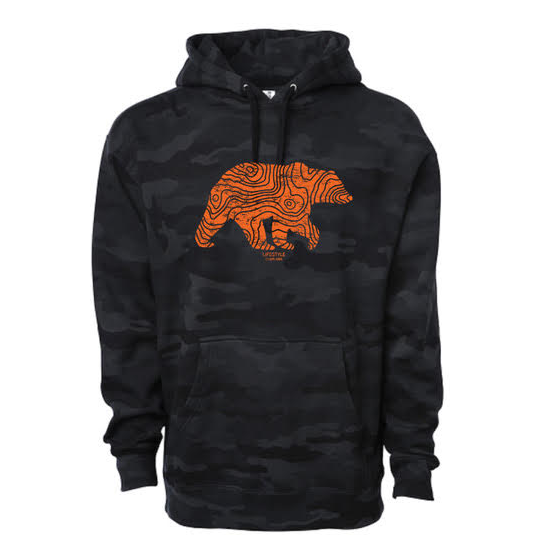 Load image into Gallery viewer, Lifestyle Overland Camo Topo Bear Hoodie
