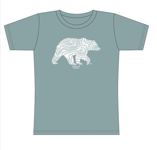 Lifestyle Overland Women's Topo Bear T-Shirt in Blue