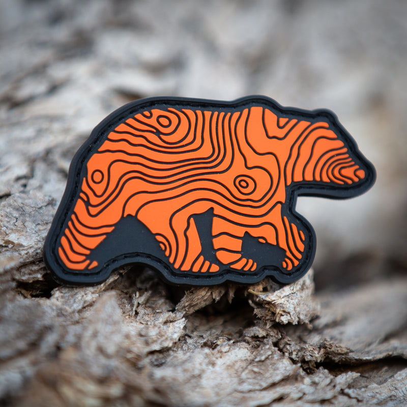 Load image into Gallery viewer, Lifestyle Overland Topo Bear Vinyl Patch V3
